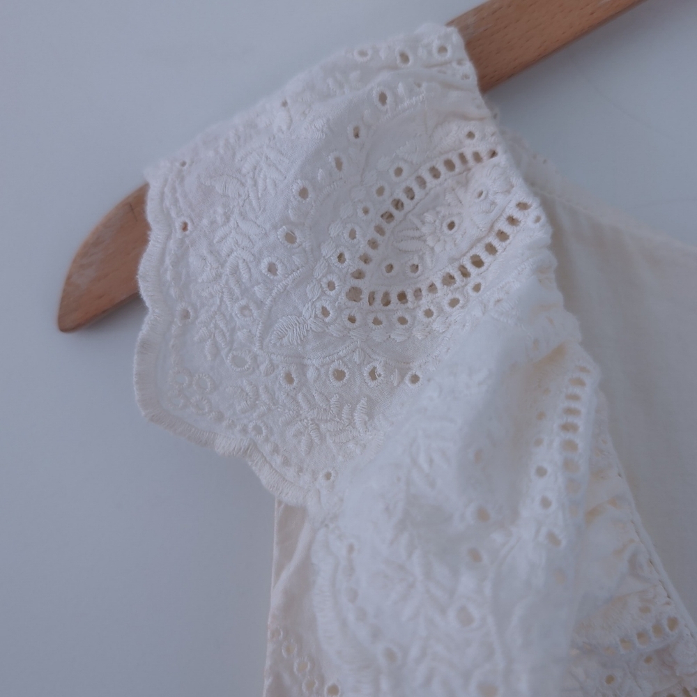 LAUREN Ralph Lauren White Eyelet Ruffle Sleeveless Midi Dress Size 12 Made India - Picture 5 of 15